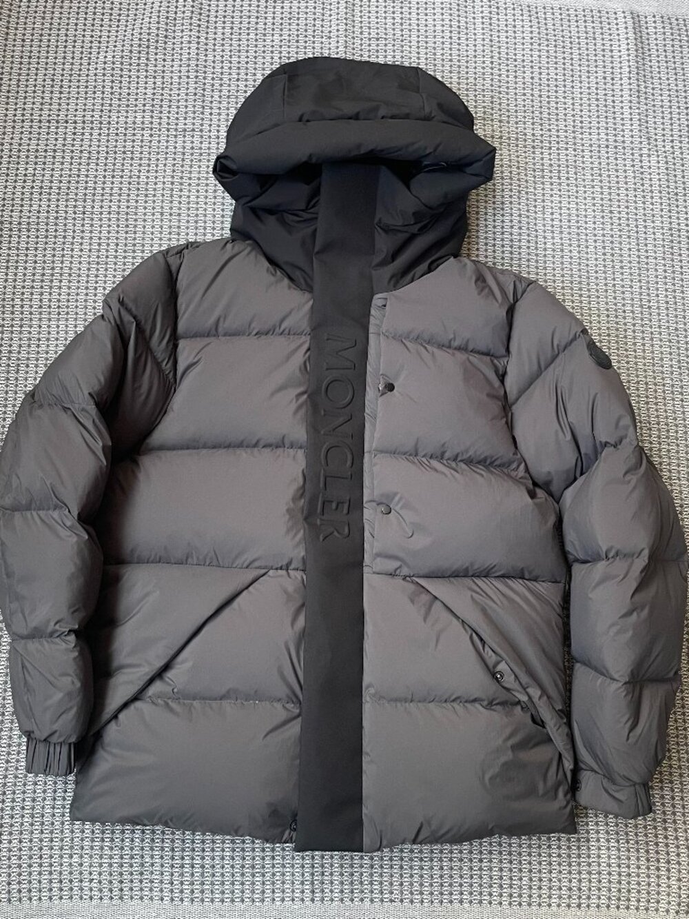 Moncler Grey Hooded Down Puffer Jacket